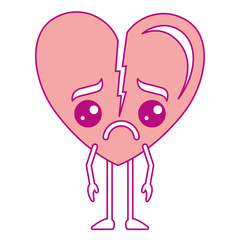 heart love broken kawaii character vector illustration design