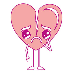 heart love broken kawaii character vector illustration design