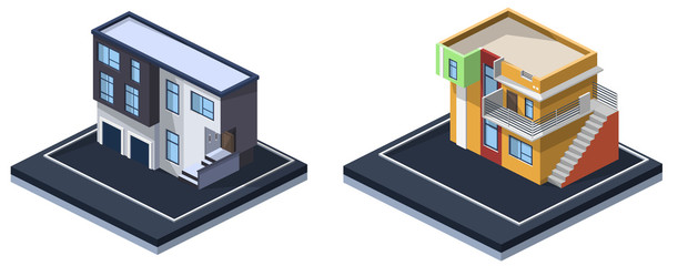 Isometric 3D flat illustration vector design houses city