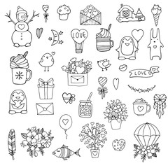 Valentines Day set with love elements, heart, overlays, speech bubbles and etc. Template for Stickers, Greeting Scrapbooking, Congratulations, Invitations, Planners. Vector illustration