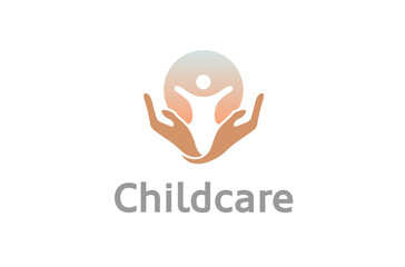 Creative Children Body Silhouette Hands Holding Circle Hope Logo Design Symbol Illustration