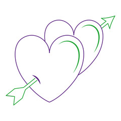 two hearts with arrow love card vector illustration design