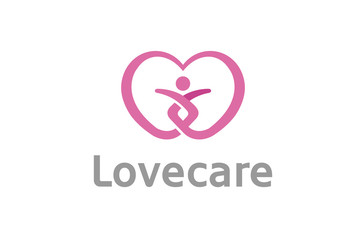 Heart Love Care Body Silhouette People Healthy Logo Design Symbol Illustration