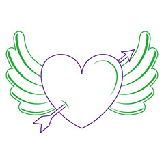 heart love with arrow and wings vector illustration design