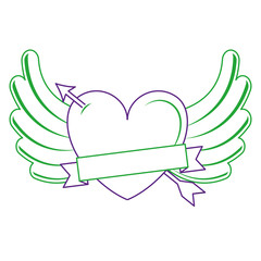 heart love with arrow and wings vector illustration design