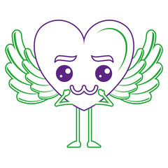heart love with wings sad kawaii character vector illustration design