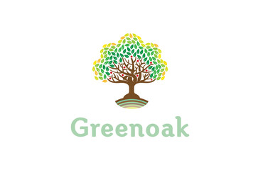 Green Creative Oak Tree Logo Design Symbol Illustration