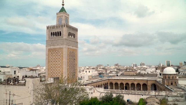 High angle view over Tunis, Tunisia - compilation