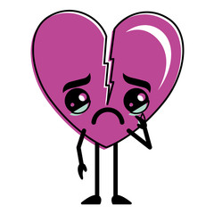 heart love broken kawaii character vector illustration design