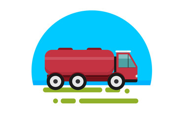 Flat red truck with tank