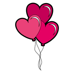 balloons air with heart shape vector illustration design
