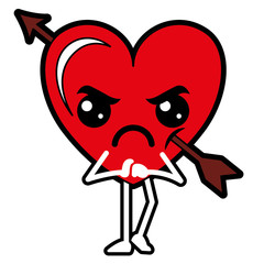 Fototapeta premium heart love with arrow kawaii character vector illustration design