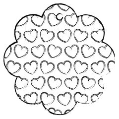 flower frame with hearts pattern background vector illustration design