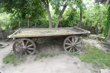 Fototapeta na wymiar cart wooden garden vintage farm