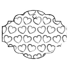 elegant frame with hearts pattern background vector illustration design
