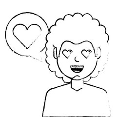 man with love heart in speech bubble vector illustration sketch design