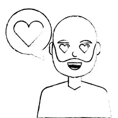man with love heart in speech bubble vector illustration sketch design