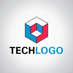 Tech logo - geométrico - cubo