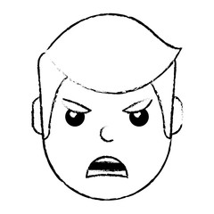 Obraz na płótnie Canvas young man face angry expression cartoon vector illustration