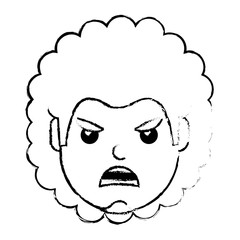 young man face angry expression cartoon vector illustration