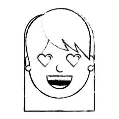happy girl with her smiling face and heart shape eyes illustration