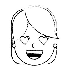 happy girl with her smiling face and heart shape eyes illustration