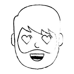 Fototapeta premium man character in love emotion with hearts as eyes vector illustration