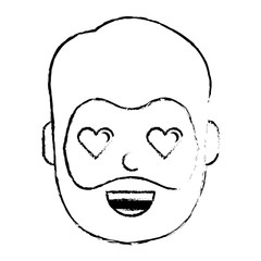 man character in love emotion with hearts as eyes vector illustration