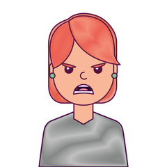 portrait woman angry facial expression cartoon vector illustration