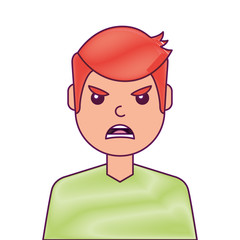 portrait man face angry expression cartoon vector illustration