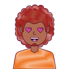 man character in love emotion with hearts as eyes vector illustration