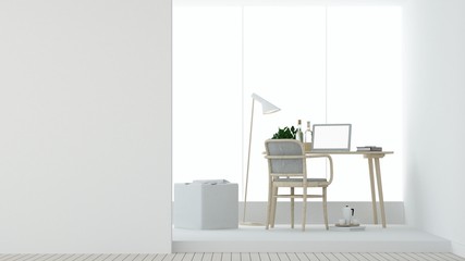 The interior hotel relax space 3d rendering and white background