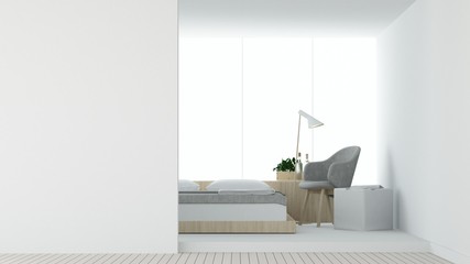 The interior hotel bedroom and relax space 3d rendering  white background