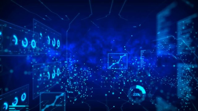 4K Abstract background Dot circle with connection for futuristic network  cyber connect concept with grain processed