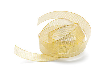 Golden ribbon isolated on white background