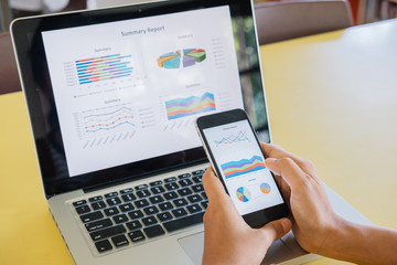 Businesswoman analyzing financial data