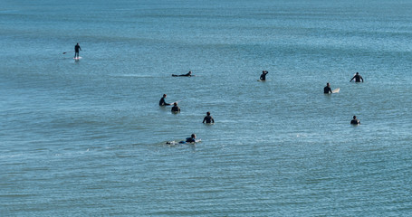 Many surfers in the water