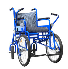 Blue wheelchair on white background