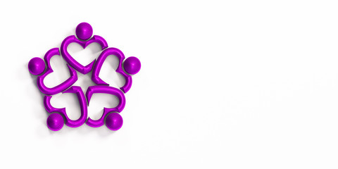 Lovely People Reunion Purple Color. 3D Render Illustration