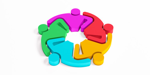 Multi-Ethnic Group Dancing Together. 3D Render Illustration