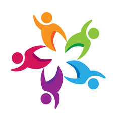 Teamwork hi unity people logo vector design - 187702065