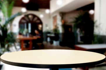 Empty wooden table and room interior decoration background, product montage display, window background