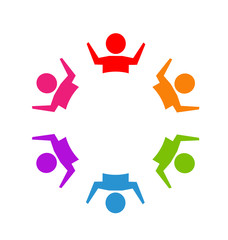Teamwork happy business people logo vector
