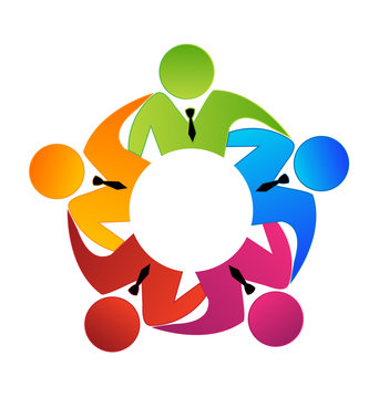 Vector logo teamwork concept of community,workers,unity,social networking,hug and friendship icon image template