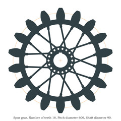 Real spur gear. Laser cutting or 3D printing.