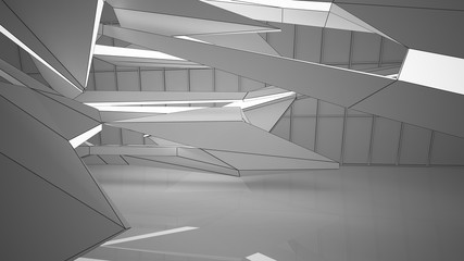 Obraz premium Abstract drawing white interior multilevel public space with window. 3D illustration and rendering.