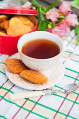 cup of tea and sweet  cookies 