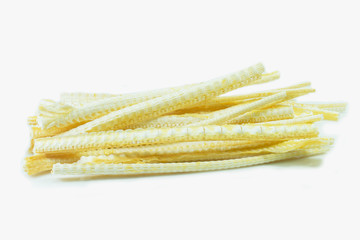 Fish bone is snacks for pet on white background. Pet food concept.