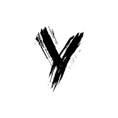 Letter Y. Handwritten by dry brush. Rough strokes font. Vector illustration. Grunge style elegant alphabet.