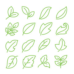 Leaves icon set. Collection of leaf logo design for green, eco, organic, food, beauty, health care brand identity. vector illustration .